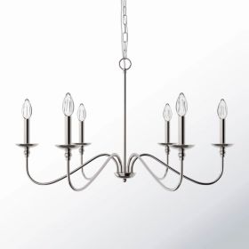 30-inch Classic 6-Light Dimmable Chandelier in Polished Nickel Finish