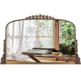 Vintage Baroque Arched Mirror - Traditional Ornate Antique Brass Wood Frame - 36"X23" - Ideal for Entryway, Fireplace, Living Room, Hallway, Bath
