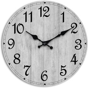 Wall Clock, Rustic Wall Clocks Battery Operated Silent Non Ticking, Country Round Wooden Clocks Farmhous Wall Decorative for Kitchen, Bathroom