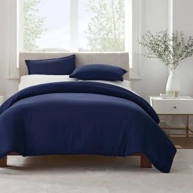 Serta Simply Clean Solid Duvet Cover Twin (Option: Navy Blue)