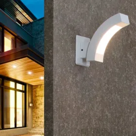 Inowel Wall Lights Outdoor Wall Sconce Modern LED Patio Porch Lights Aluminum Exterior Light Fixture Waterproof IP54 For Hallway House Back Yard (Option: White)