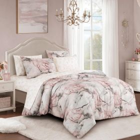 7 Piece Abstract Print Comforter Set with Bed Sheet Set (size: King)