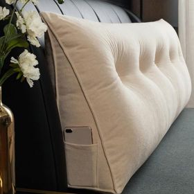 Triangle Reading Cushion with a button- 200*50*20cm (Color: Beige)