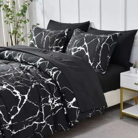 2pcs duvet cover set twin (duvet cover*1+Pillowcase*1) Extremely diverse styles (Style: Marble Black)